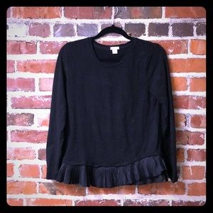 J. Crew black sweater with pleated bottom